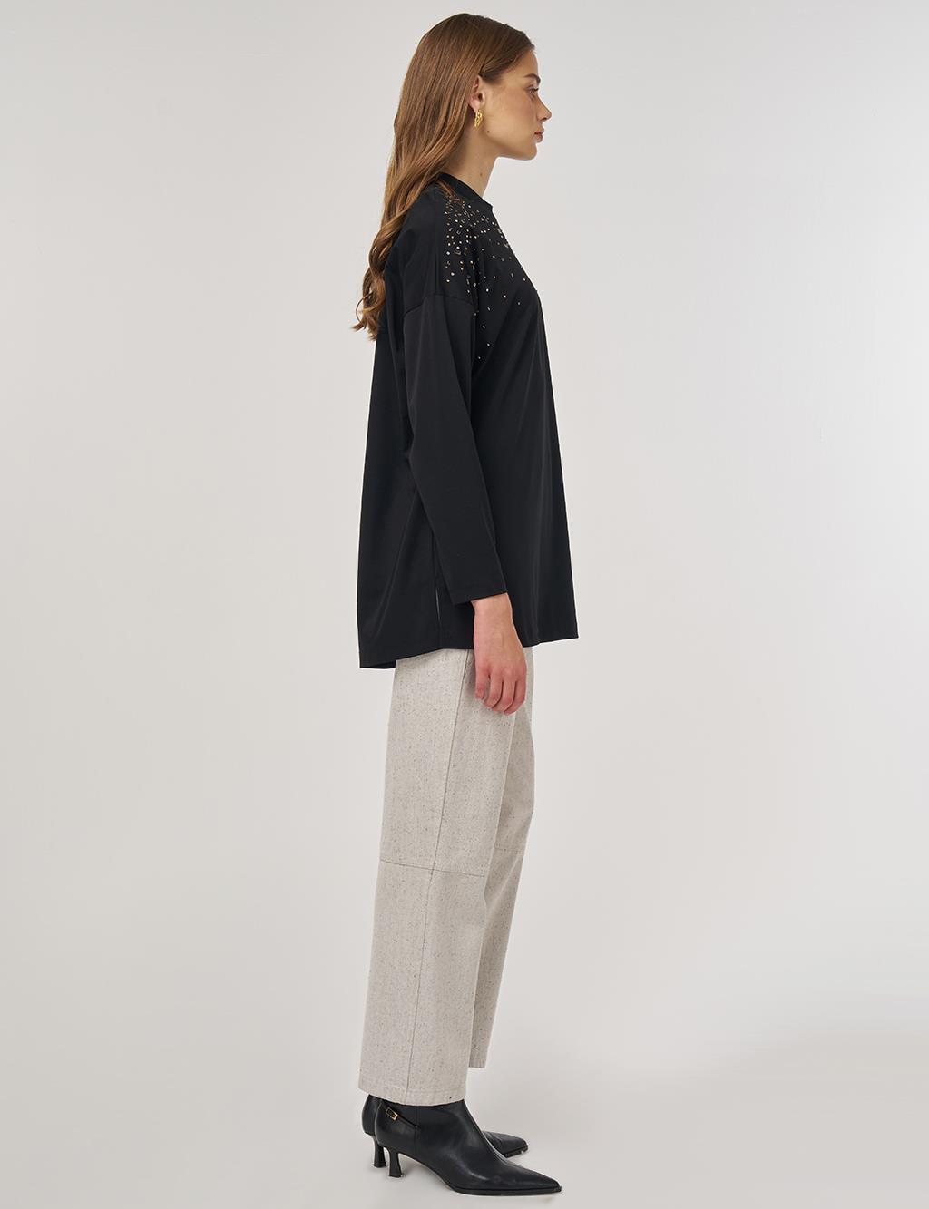 Hotfix-Printed Jersey Sweatshirt Black