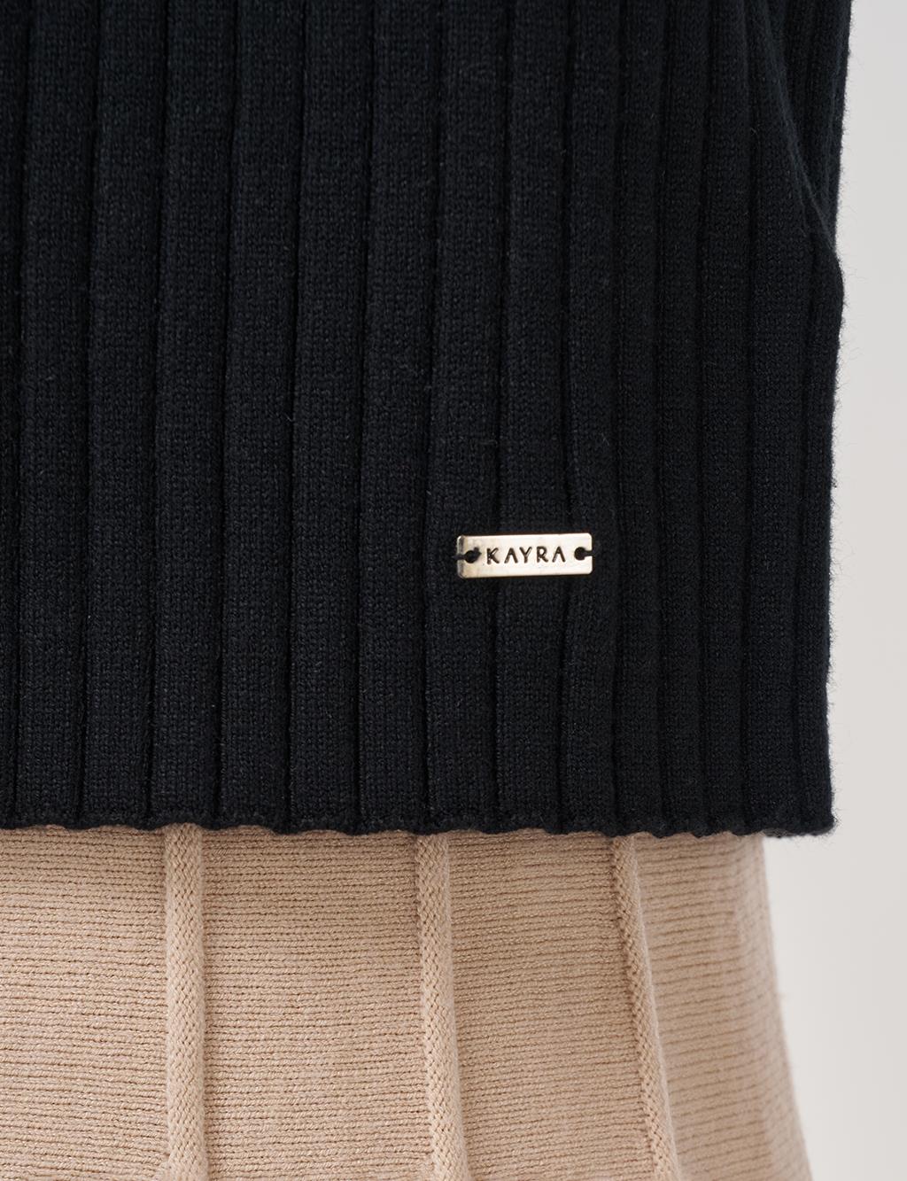 Ribbed Viscose Knit Sweater Black