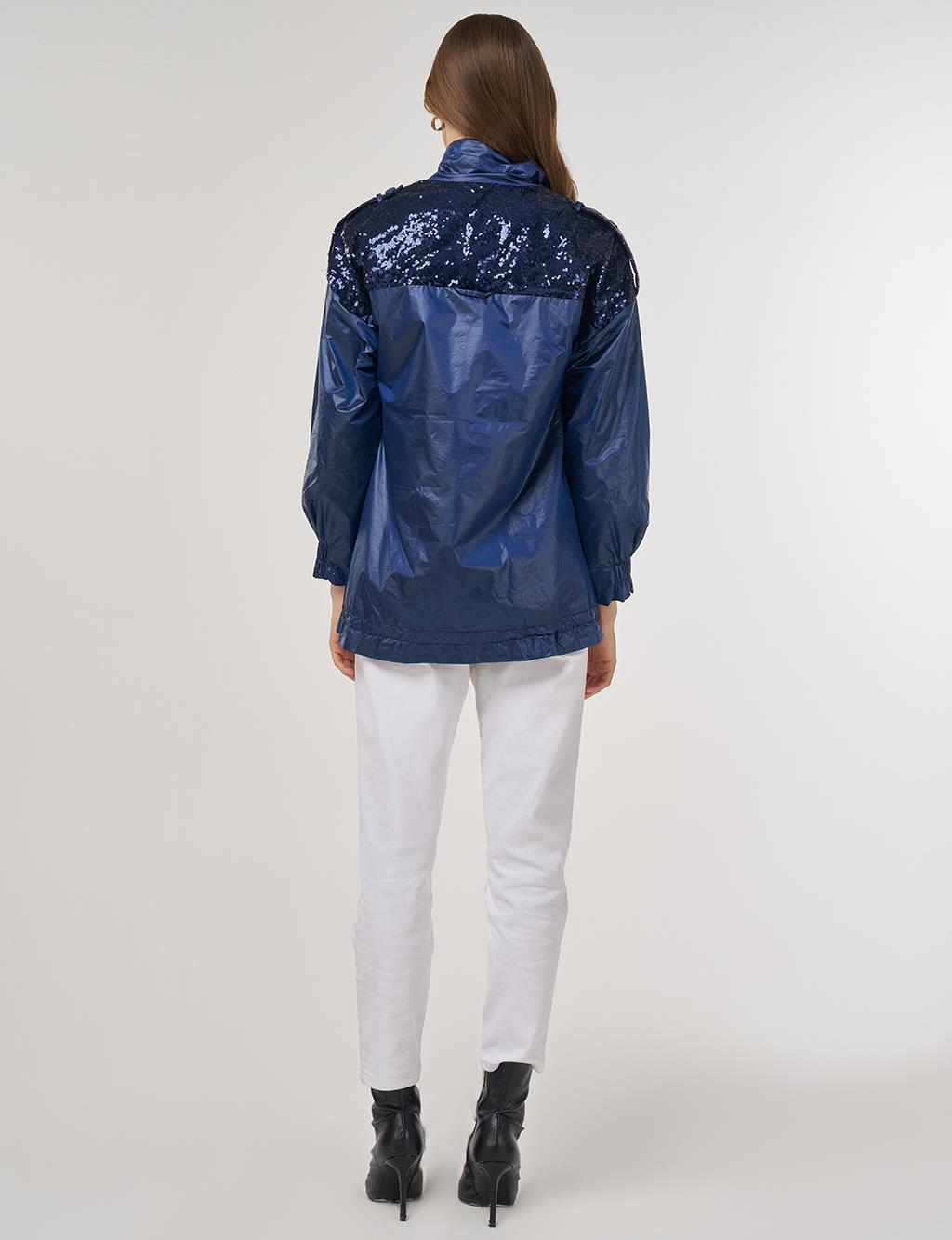 Sequin-Embroidered Jacket Indigo 