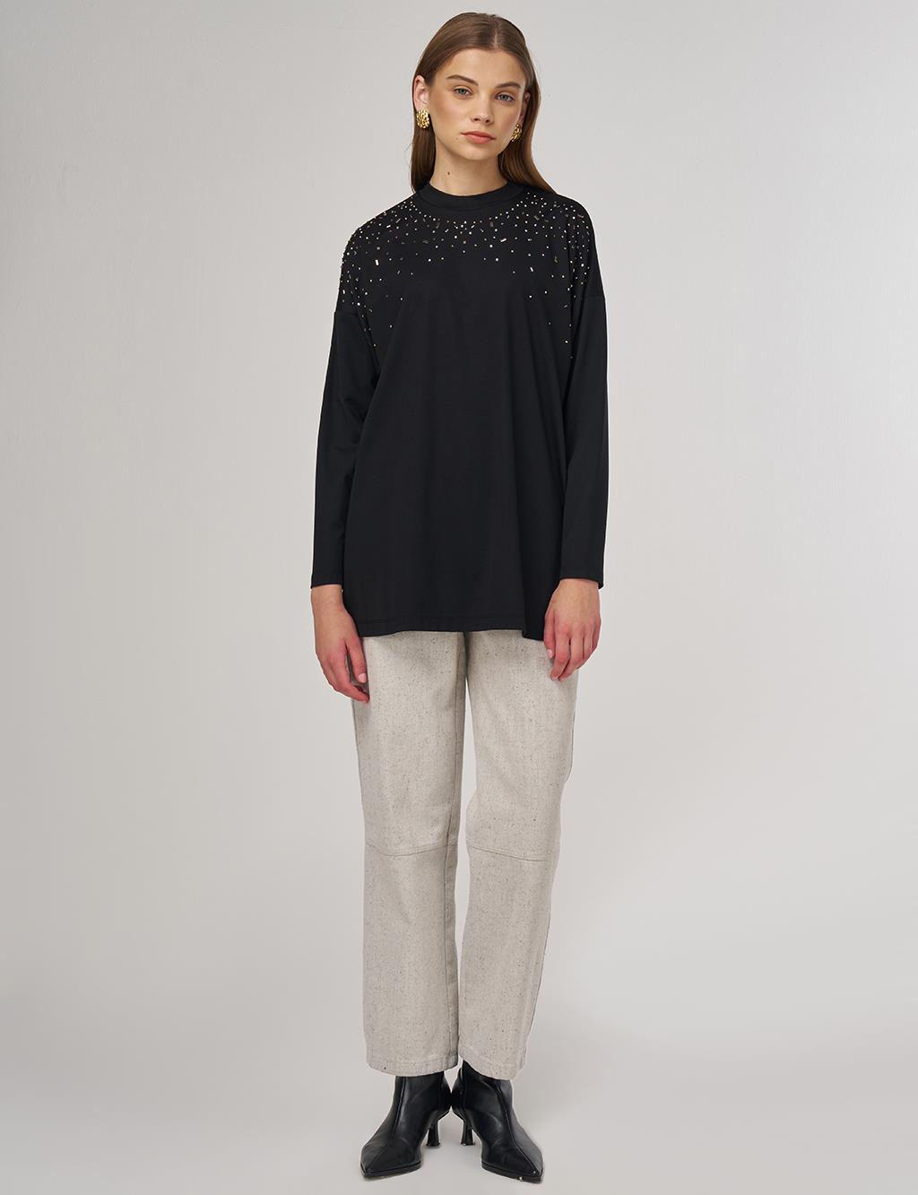 Hotfix-Printed Jersey Sweatshirt Black