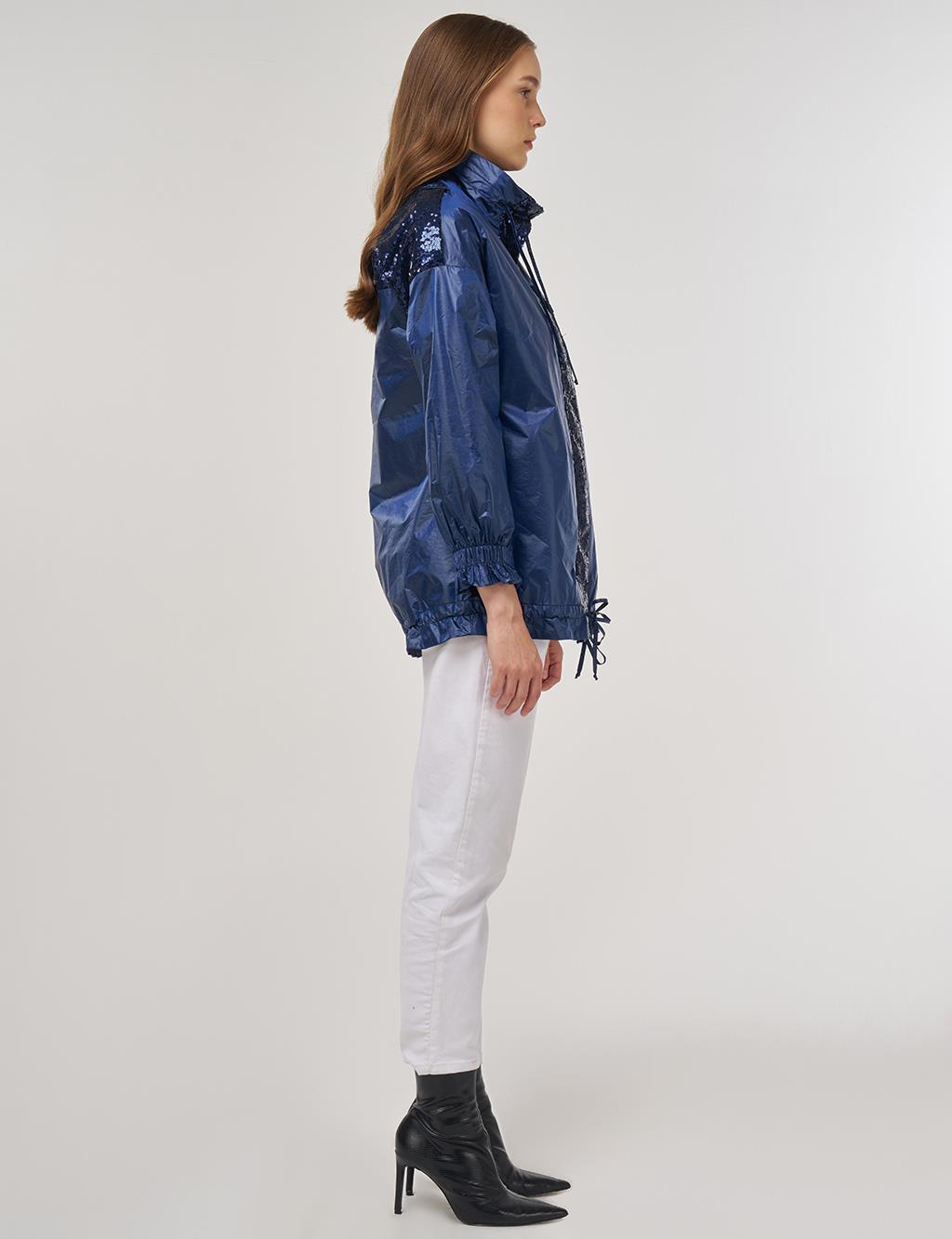 Sequin-Embroidered Jacket Indigo 