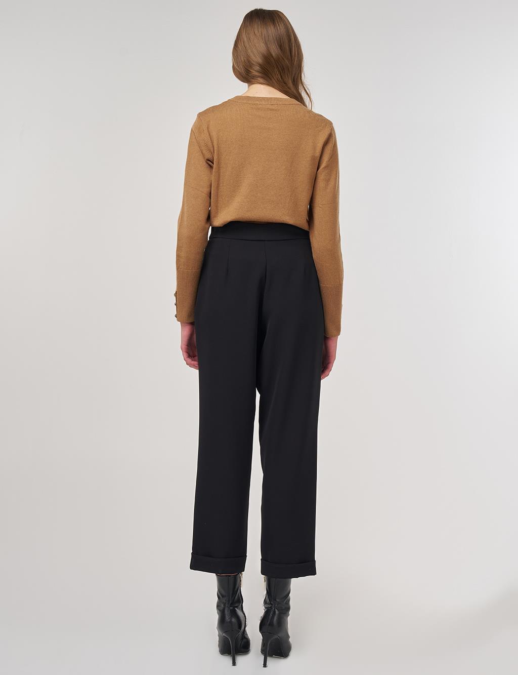 Cuffed Hem Pants Black