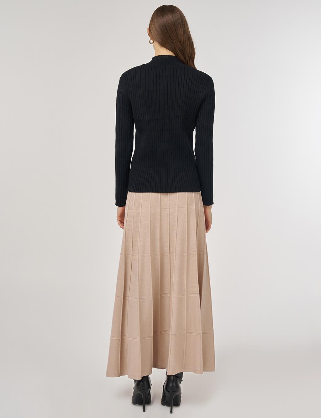 Ribbed Viscose Knit Sweater Black