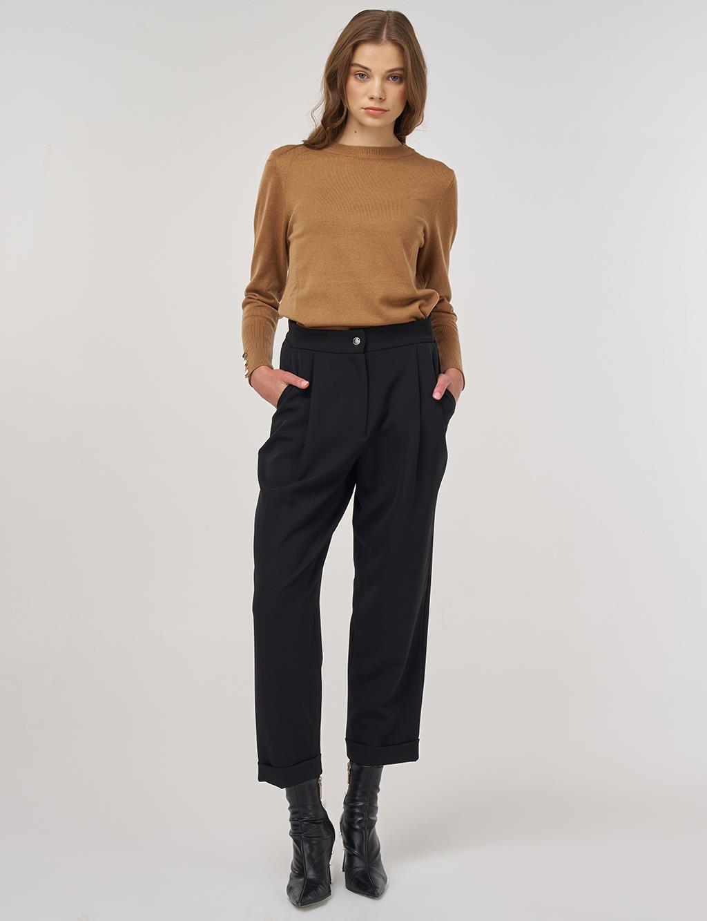 Cuffed Hem Pants Black