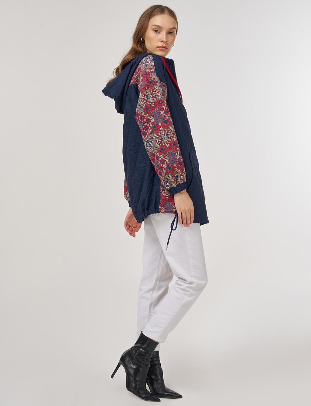 Patterned Sweatshirt Navy