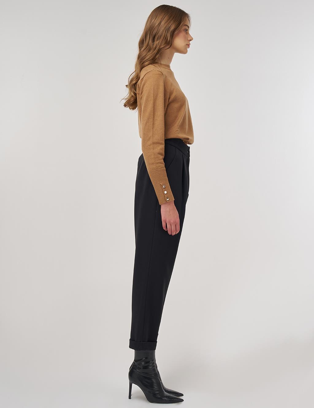 Cuffed Hem Pants Black