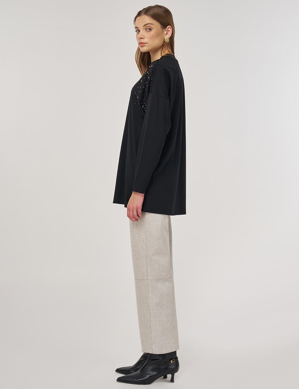 Hotfix-Printed Jersey Sweatshirt Black