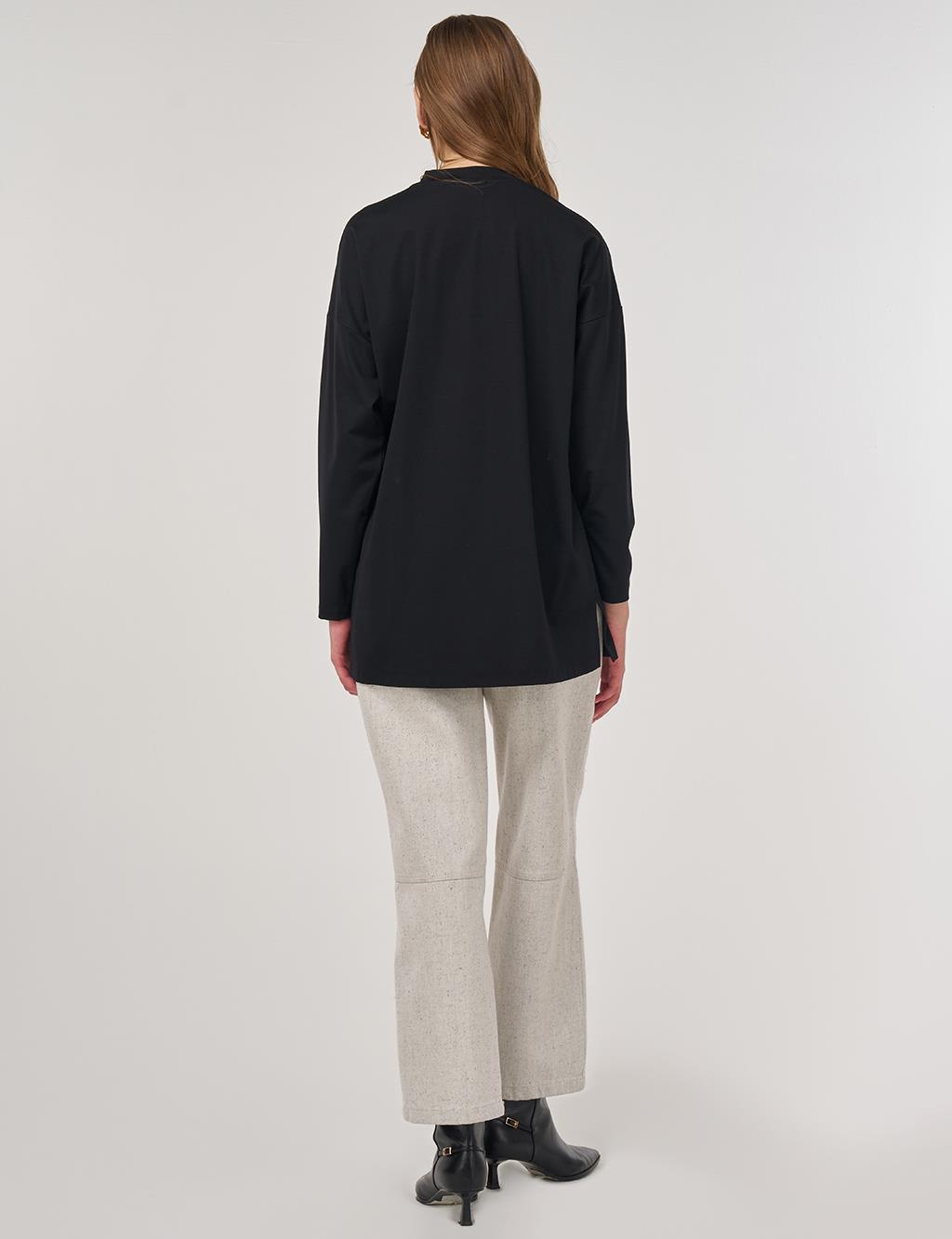 Hotfix-Printed Jersey Sweatshirt Black