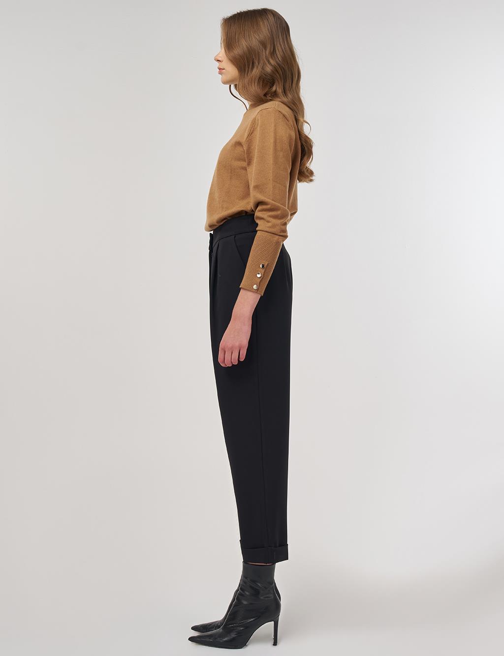 Cuffed Hem Pants Black