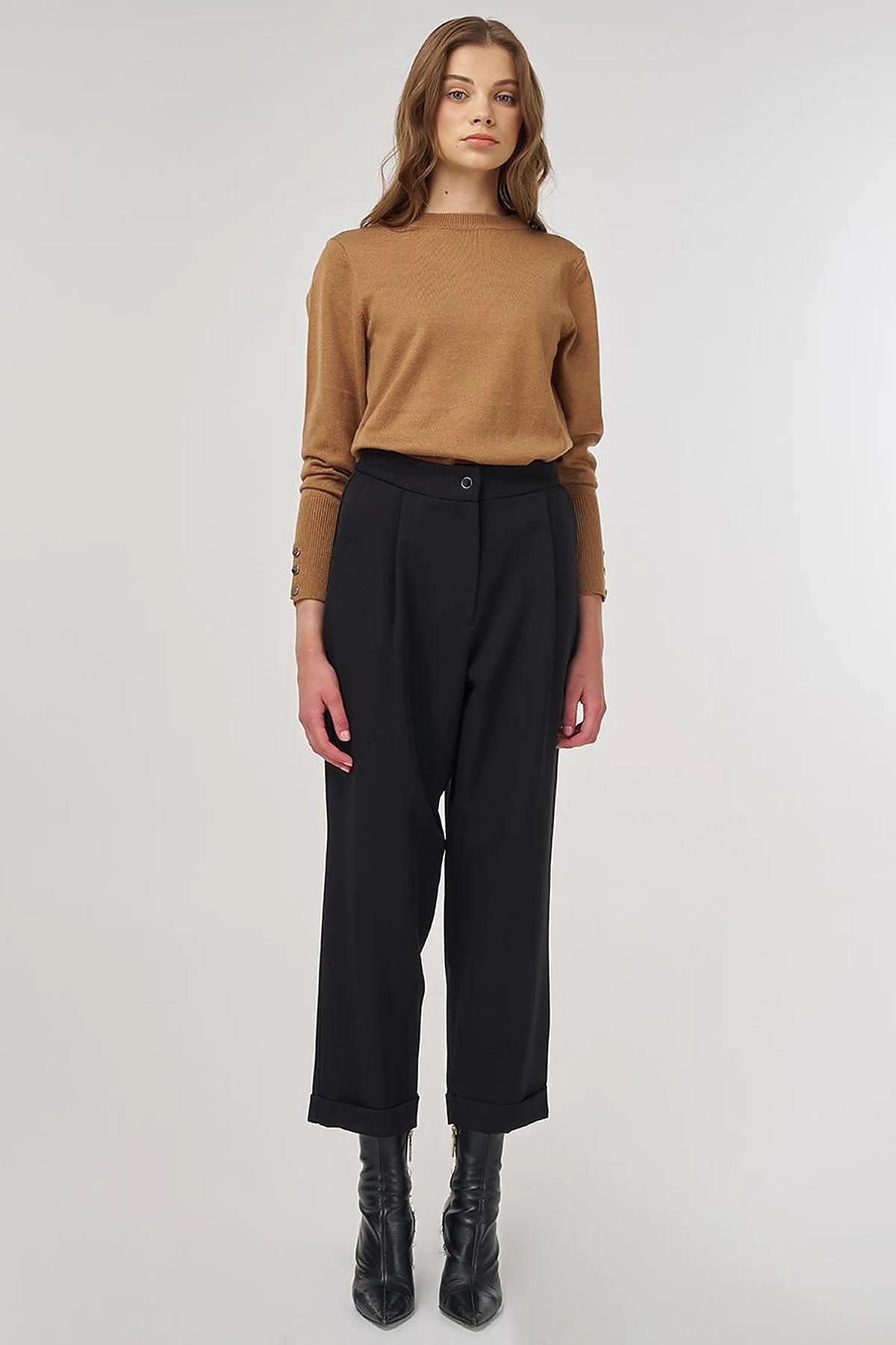 Cuffed Hem Pants Black