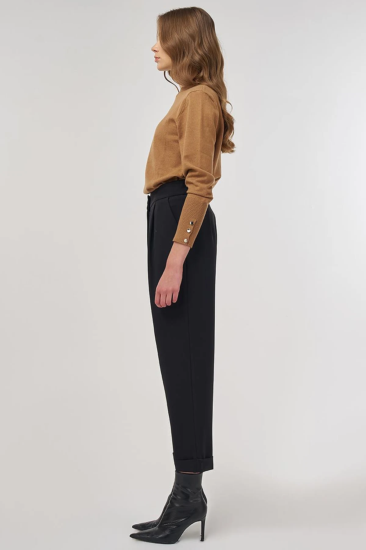 Cuffed Hem Pants Black
