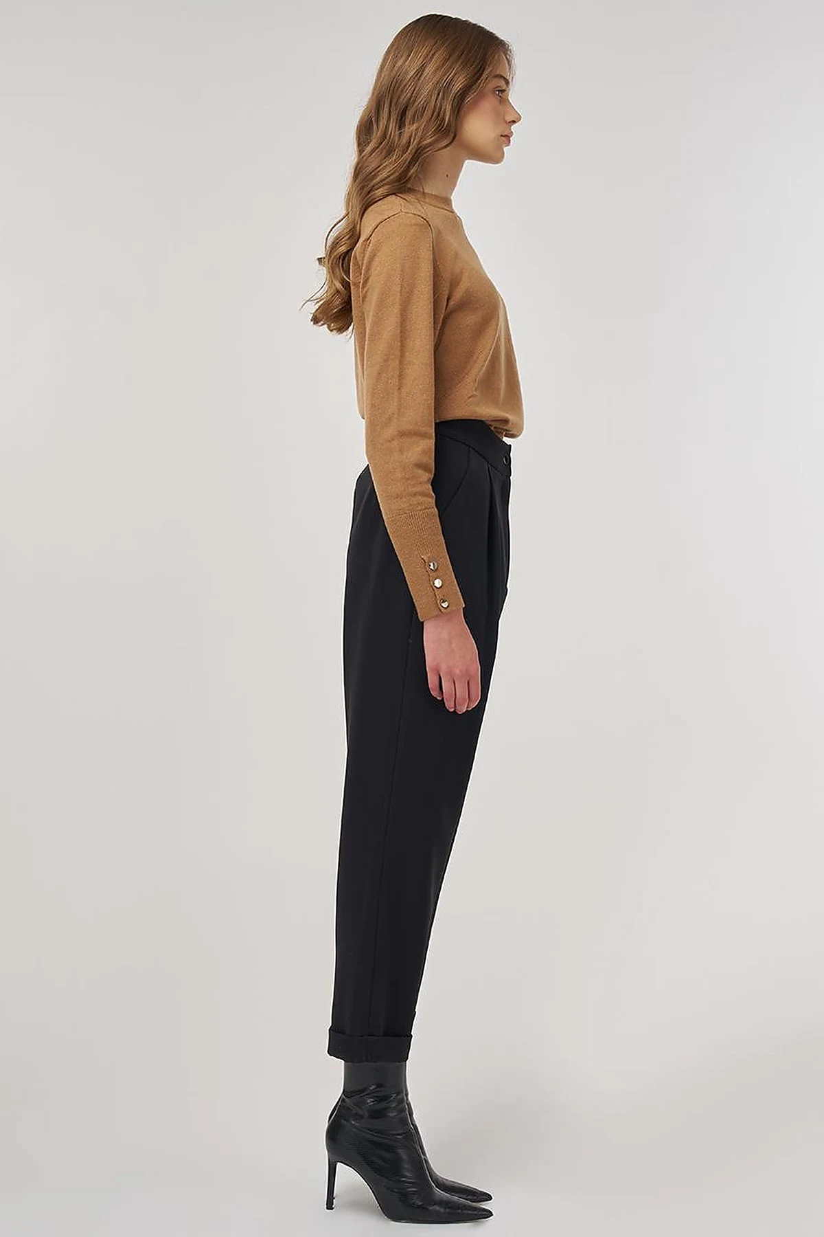 Cuffed Hem Pants Black