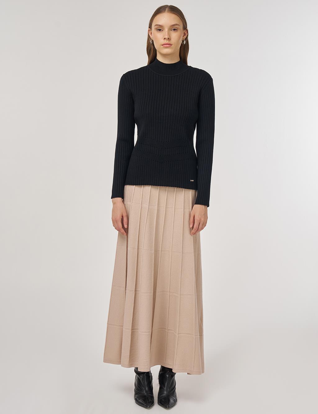 Ribbed Viscose Knit Sweater Black