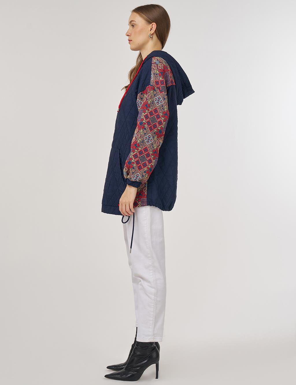 Patterned Sweatshirt Navy