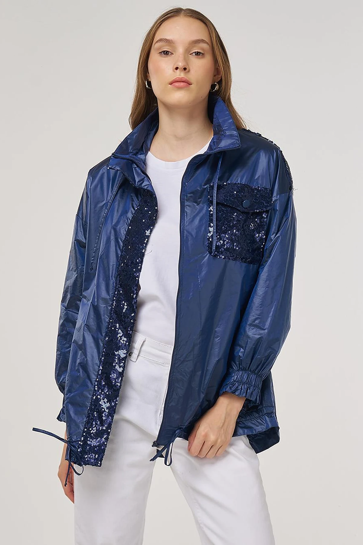 Sequin-Embroidered Jacket Indigo 