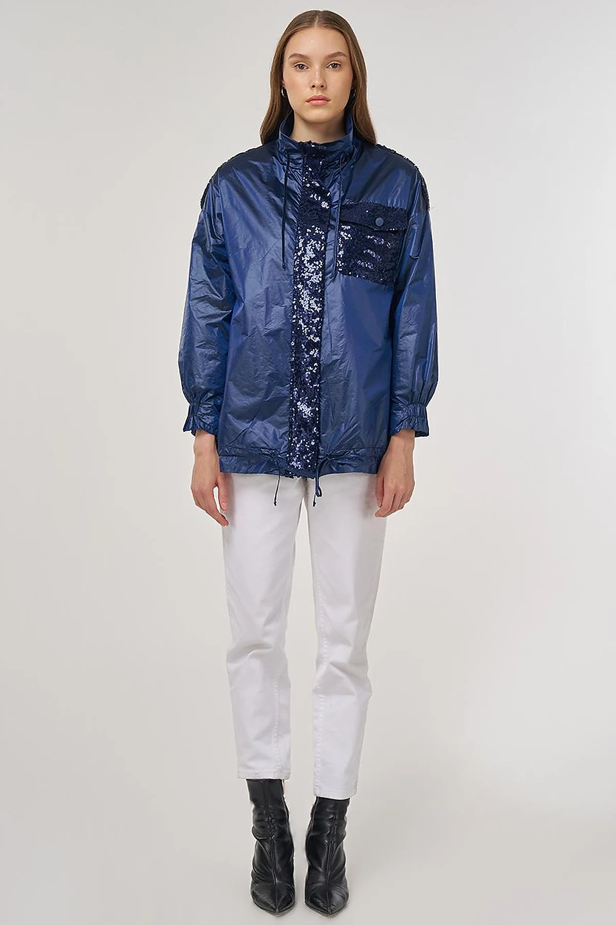 Sequin-Embroidered Jacket Indigo 