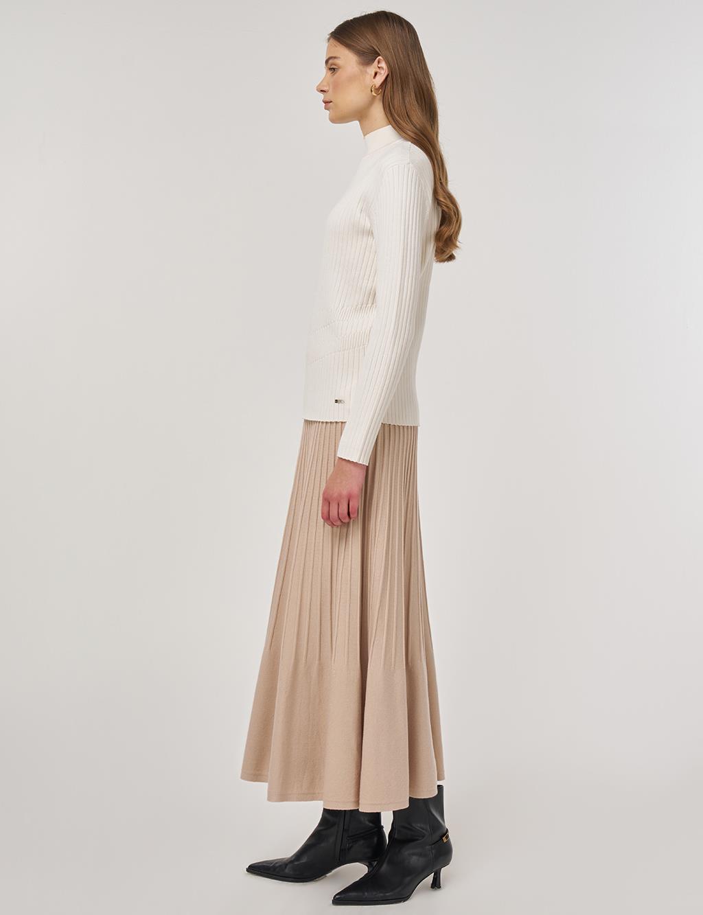 Ribbed Viscose Knit Sweater Cream