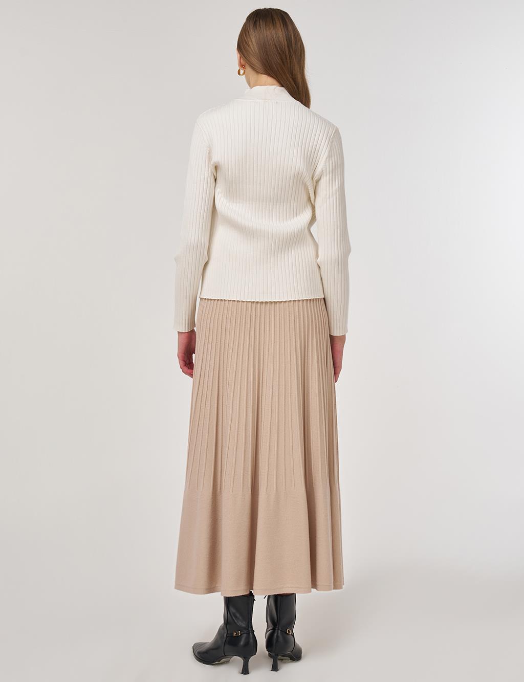 Ribbed Viscose Knit Sweater Cream