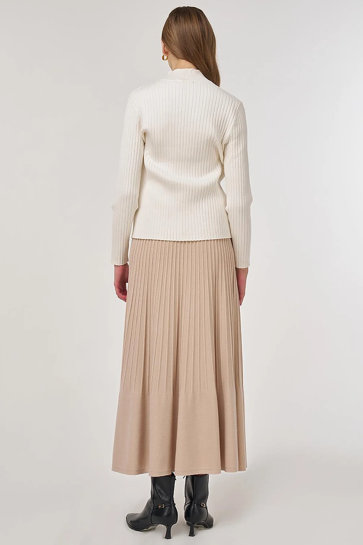 Ribbed Viscose Knit Sweater Cream