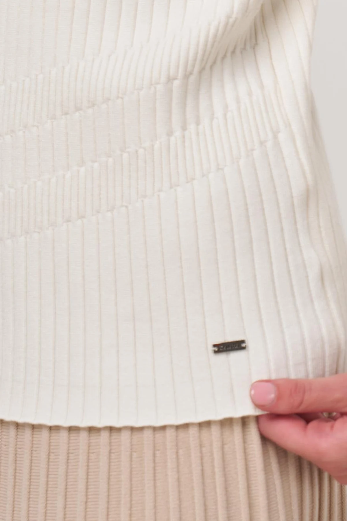 Ribbed Viscose Knit Sweater Cream