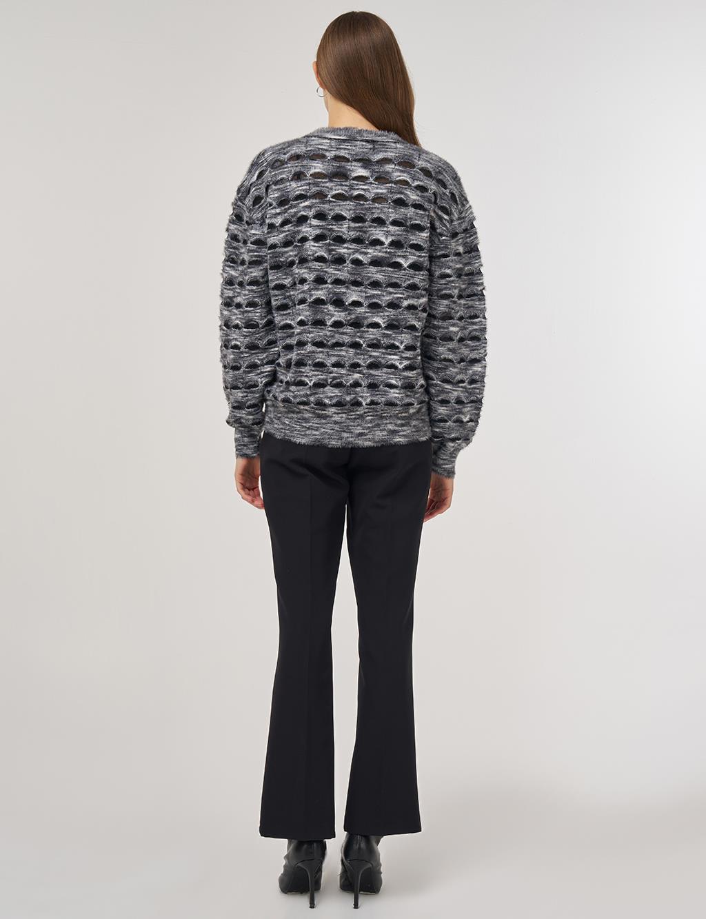 Openwork Knit Cardigan Black