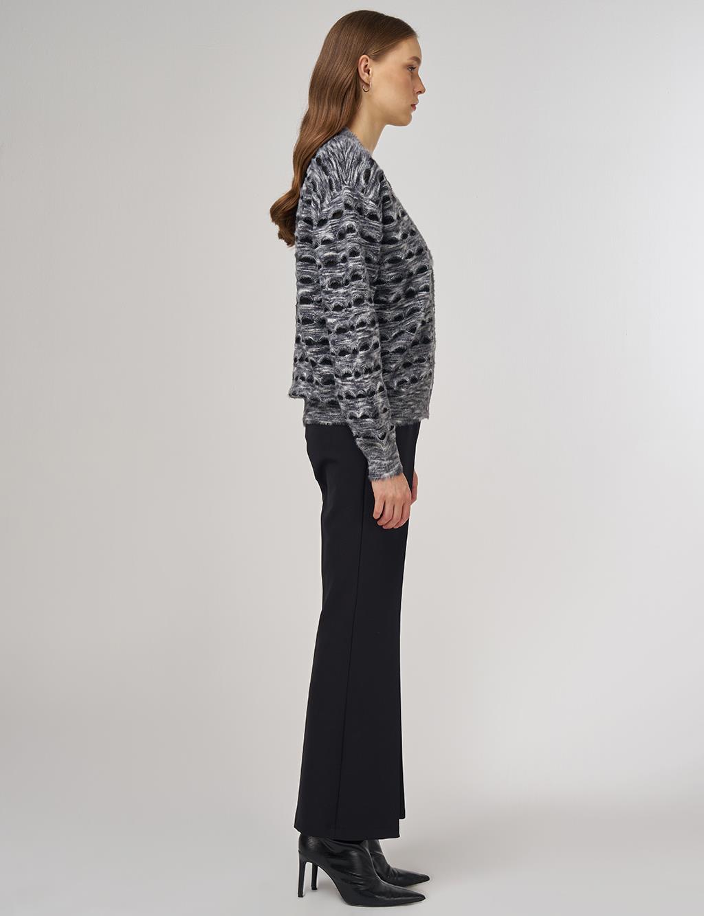 Openwork Knit Cardigan Black