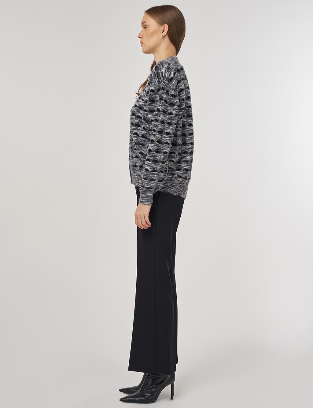 Openwork Knit Cardigan Black