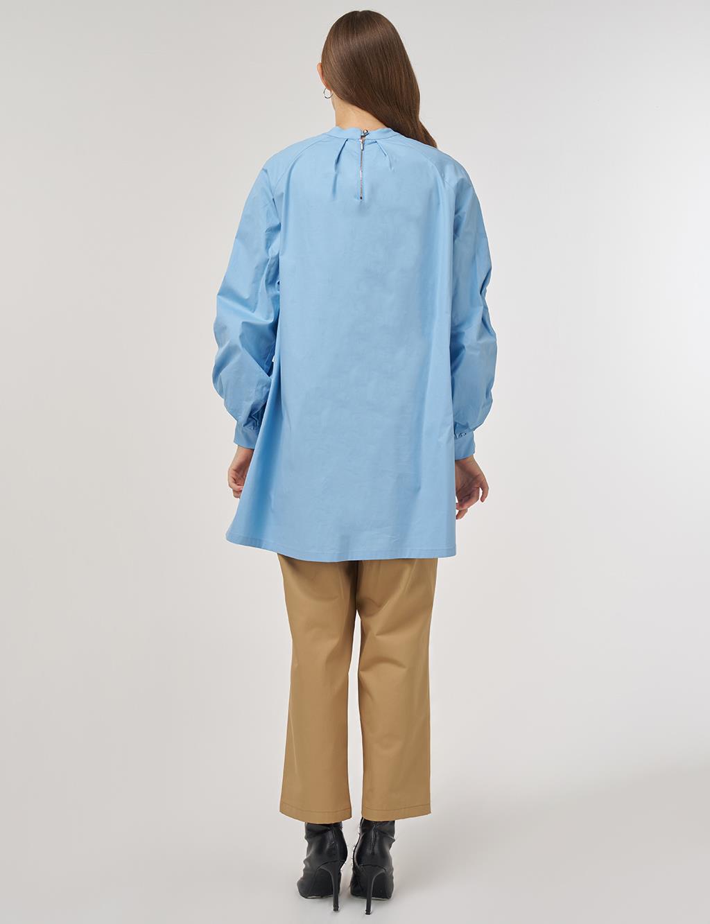 Pleat-Detail Cotton Tunic Dusty Gray