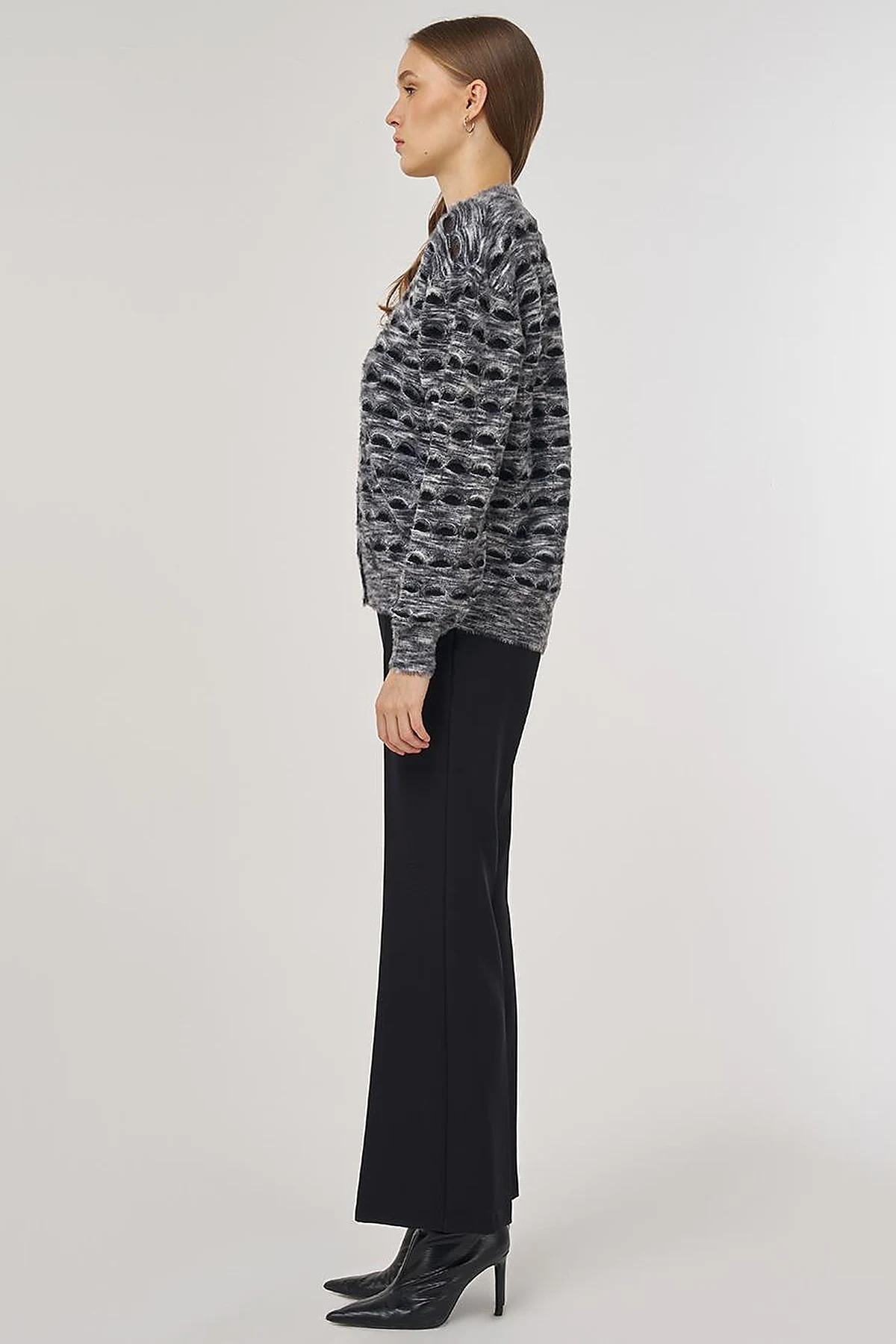 Openwork Knit Cardigan Black