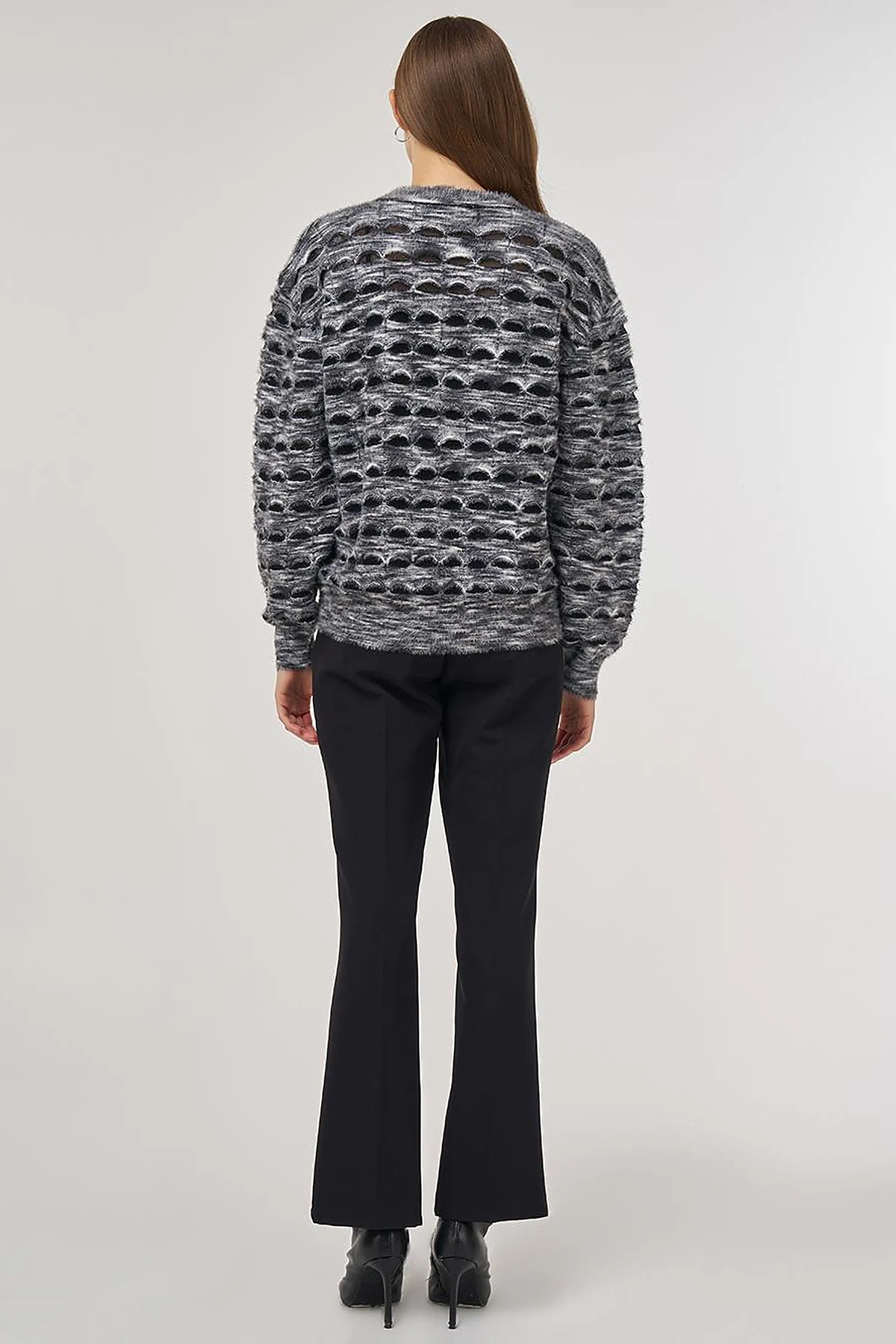 Openwork Knit Cardigan Black