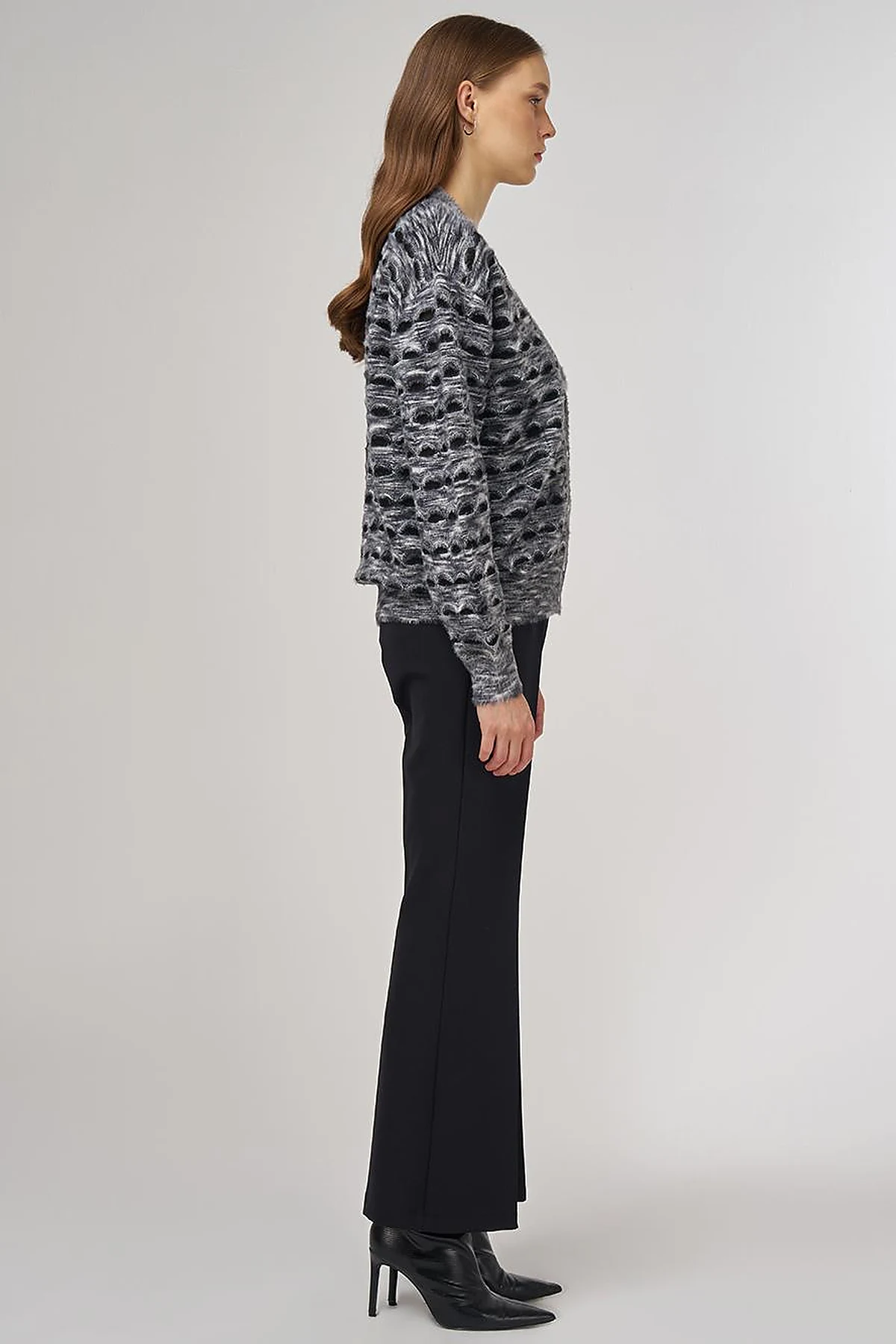 Openwork Knit Cardigan Black