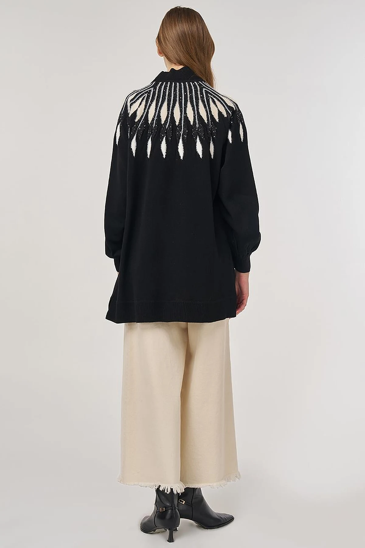 Balloon Sleeve Knit Tunic Black