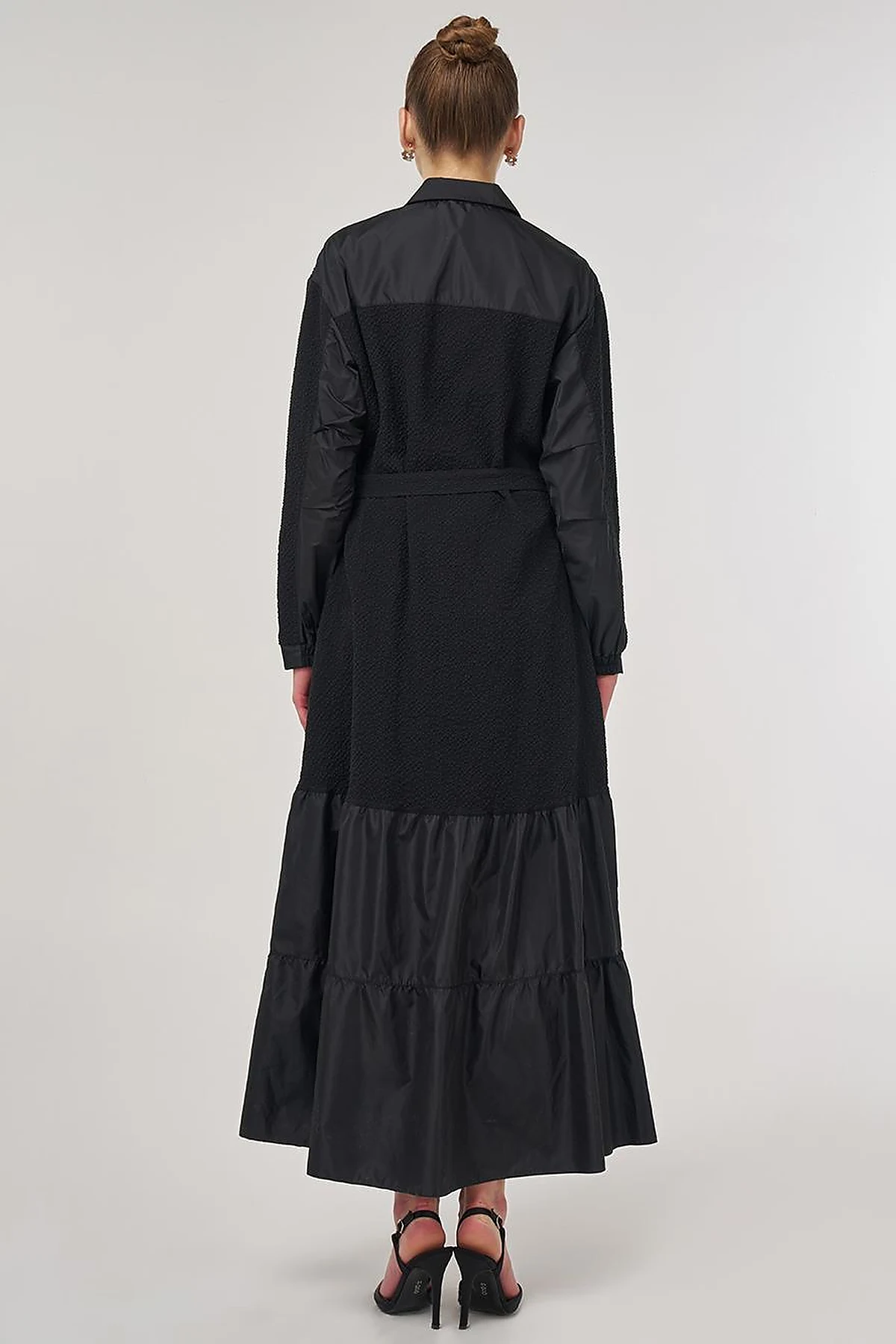 Button-Detail Cotton Dress Black
