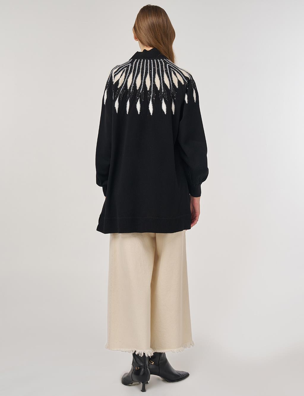 Balloon Sleeve Knit Tunic Black