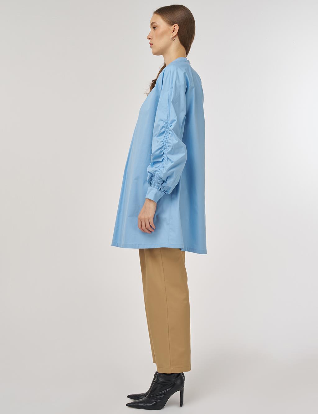 Pleat-Detail Cotton Tunic Dusty Gray