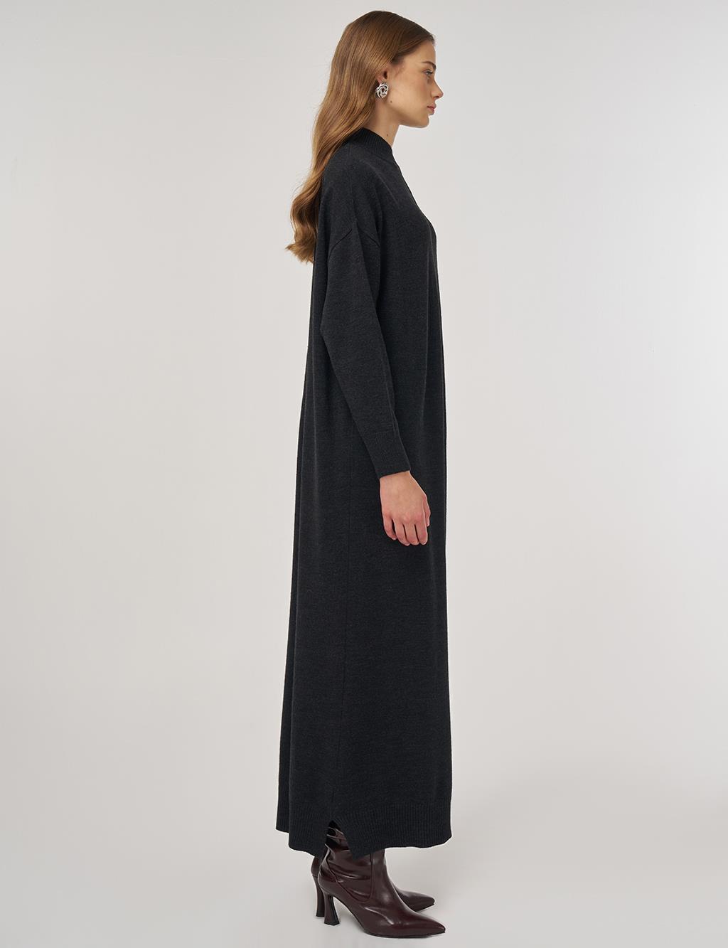 Seam-Detail Knit Dress Anthracite