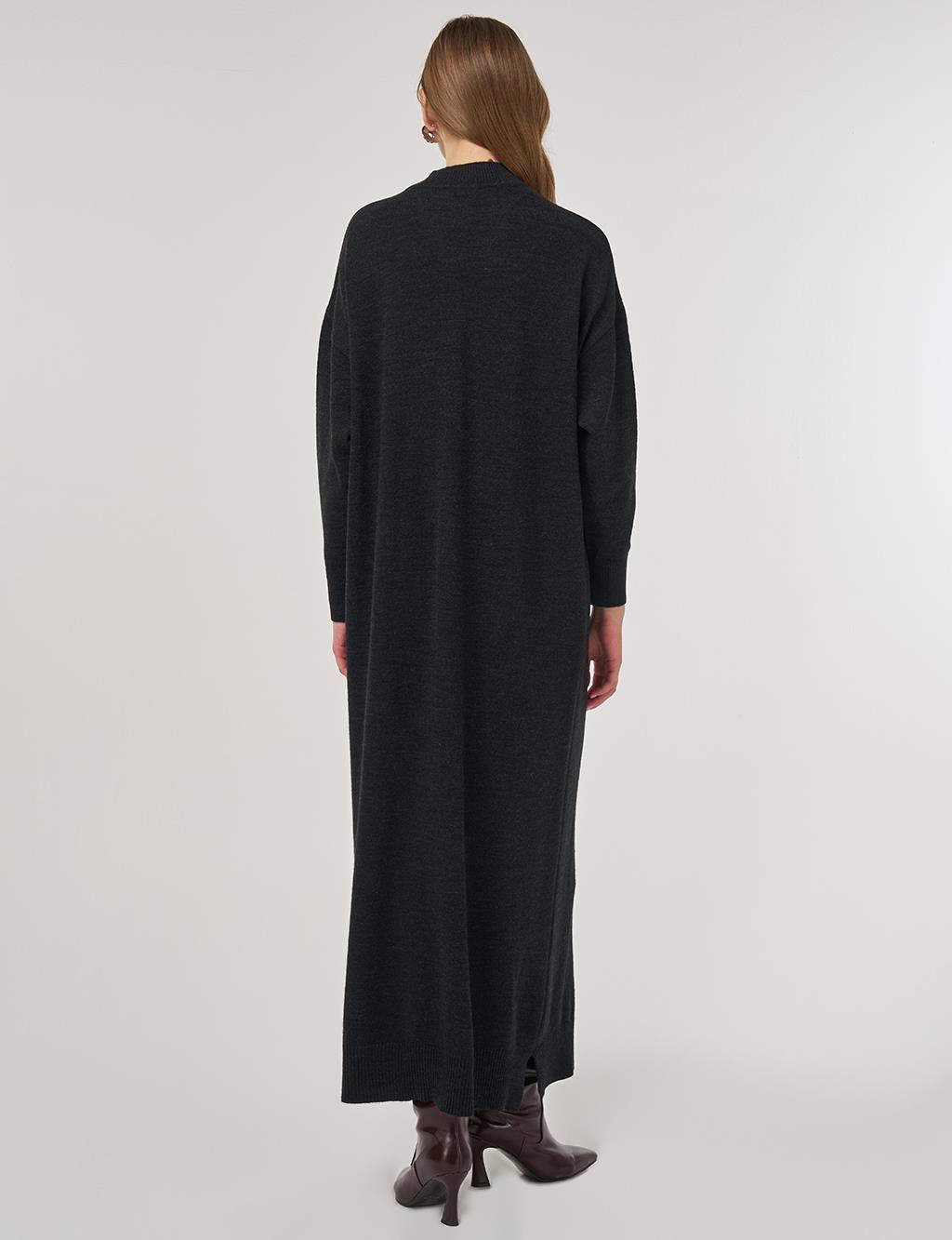 Seam-Detail Knit Dress Anthracite