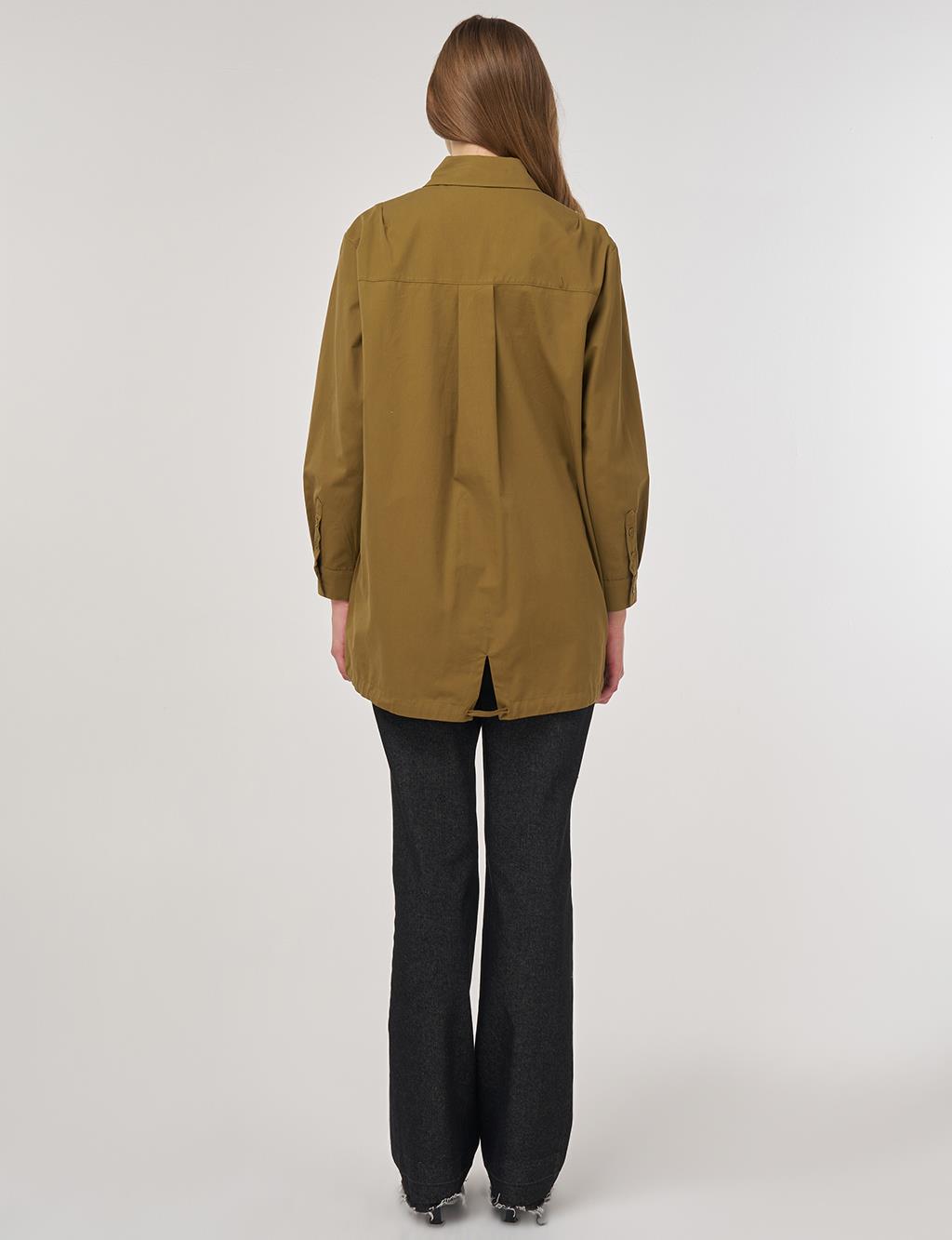 100% Cotton Embroidered Tunic Dark Olive