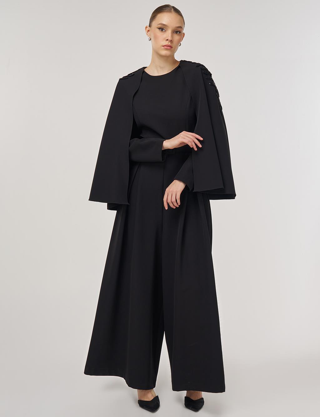 İşleme Detaylı Şık Tulum Siyah 