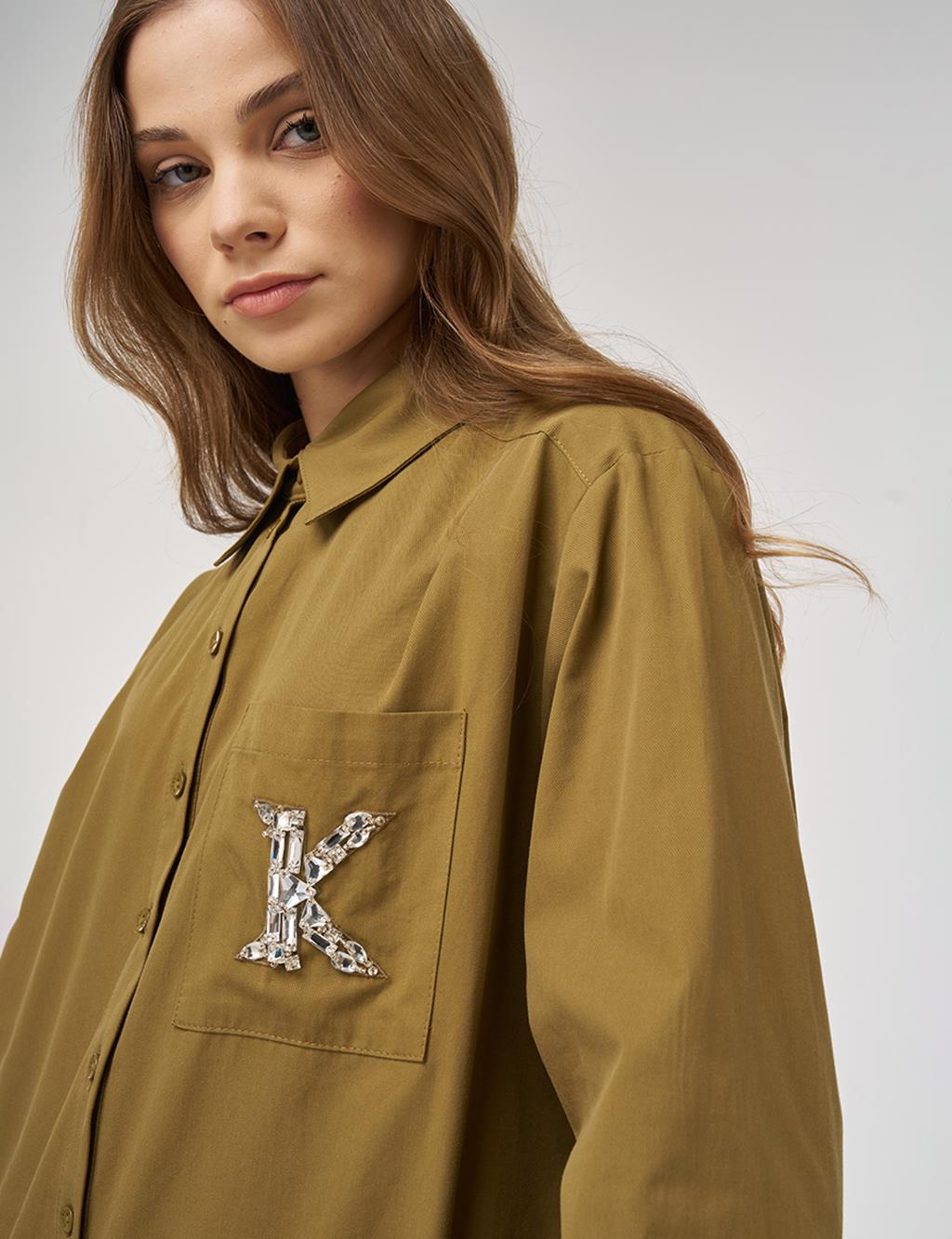 100% Cotton Embroidered Tunic Dark Olive
