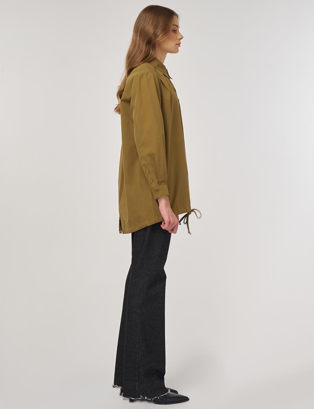 100% Cotton Embroidered Tunic Dark Olive