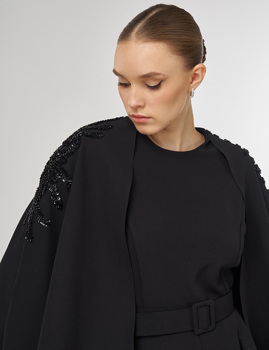 İşleme Detaylı Şık Tulum Siyah 