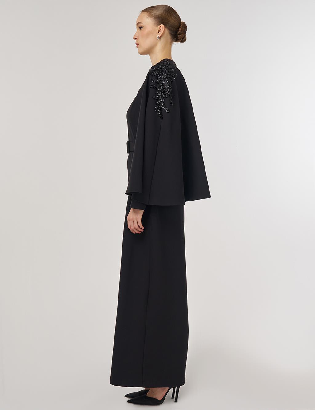 İşleme Detaylı Şık Tulum Siyah 