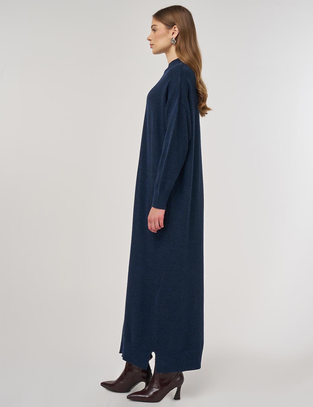 Seam-Detail Knit Dress Dark Navy 