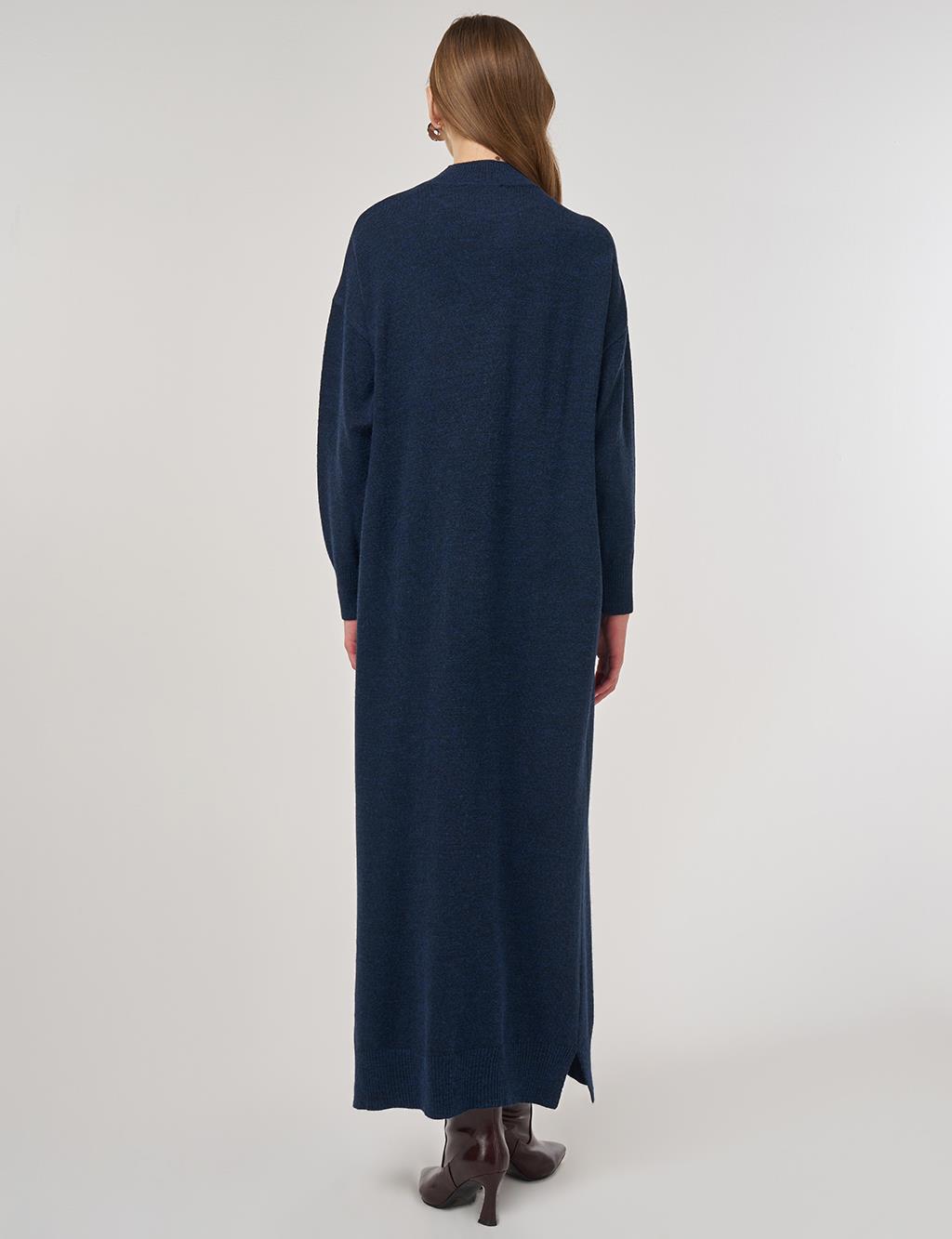 Seam-Detail Knit Dress Dark Navy 