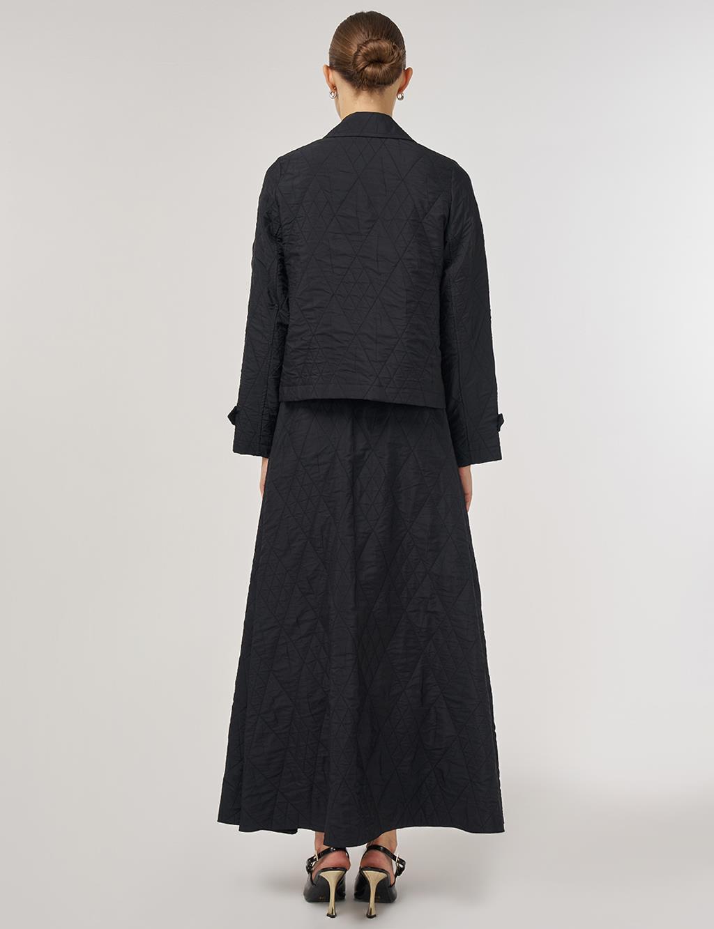 Metal-Buckle Skirted Set Black