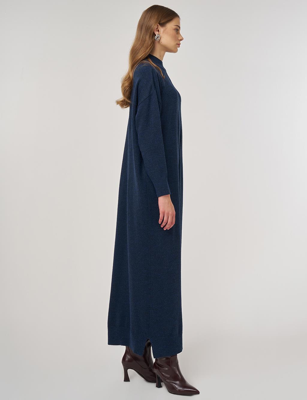 Seam-Detail Knit Dress Dark Navy 