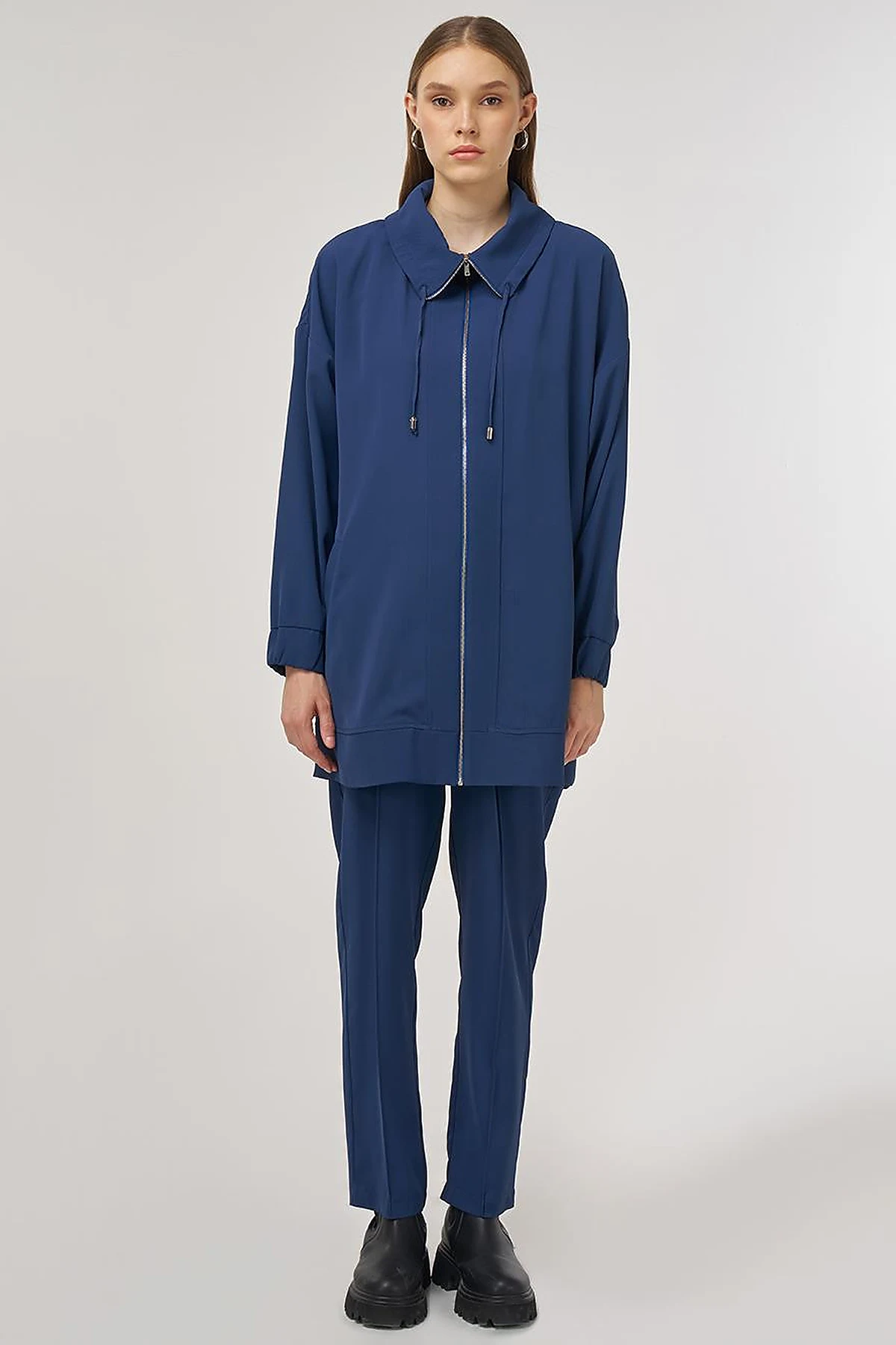 Wide-Collar Two-Piece Set Indigo