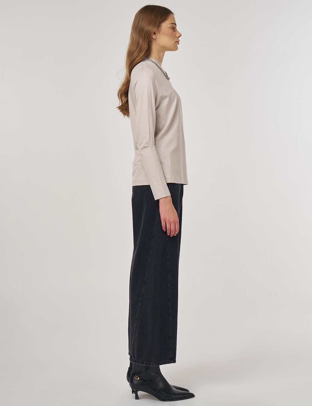 Crew Neck Knit Blouse Stone 