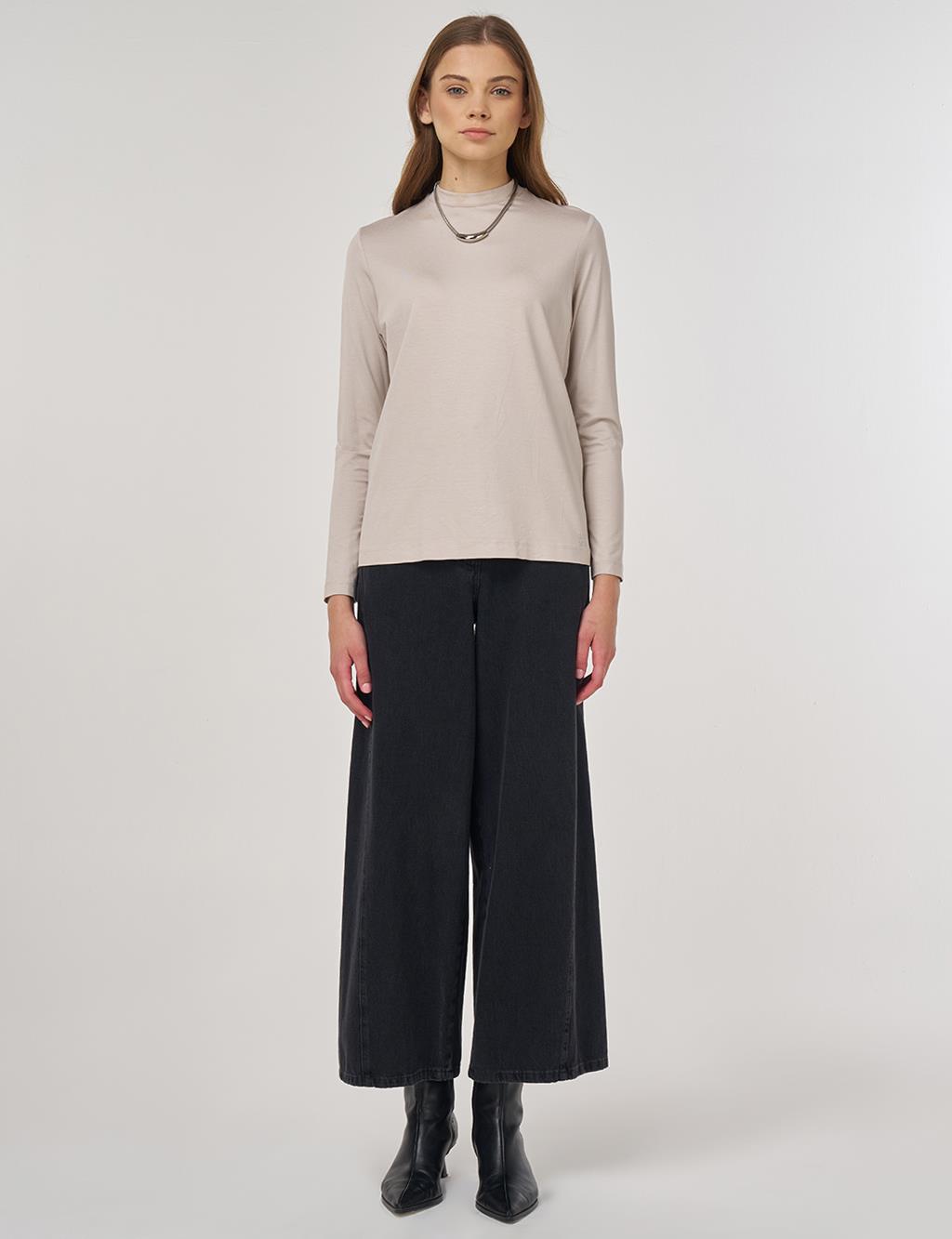 Crew Neck Knit Blouse Stone 